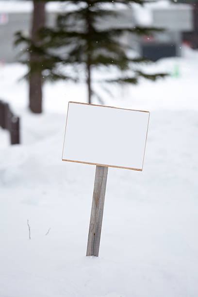 istock Blank sign in the winter scene 488892421