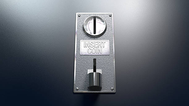 istock Coin Slot On Blue Background 488892453