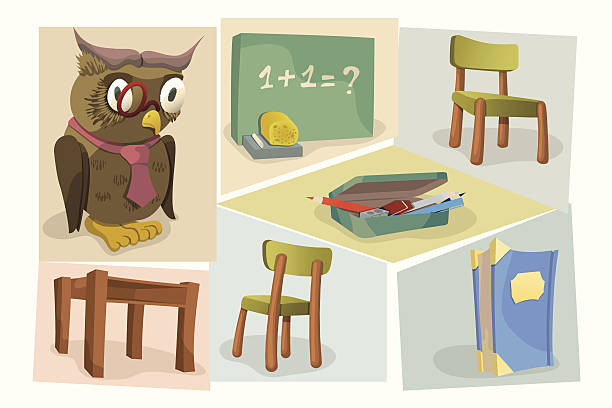 Illustration set for the "Back to School" theme vector art illustration
