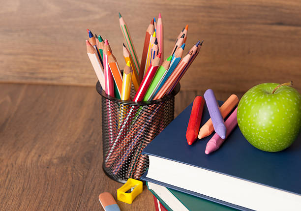 istock Schoolchild and student studies supplies. Back to school concept 488892713