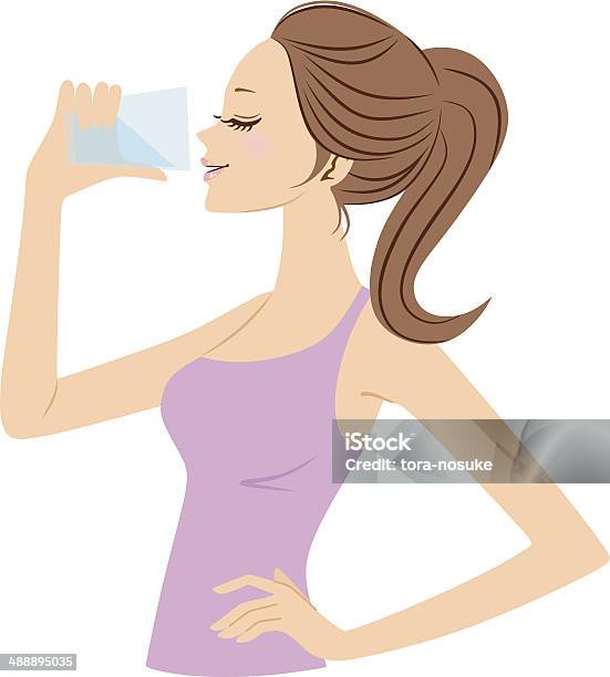 Ilustración de Ilustración Vectorial De Mujer Agua Potable y más Vectores Libres de Derechos de Agua potable - Agua potable, Mujeres, Una sola mujer