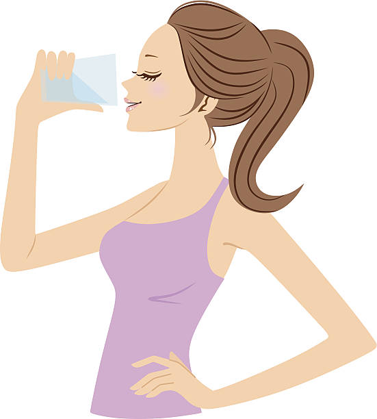 illustrations, cliparts, dessins animés et icônes de illustration vectorielle de femme de l'eau potable - femme transpiration sport