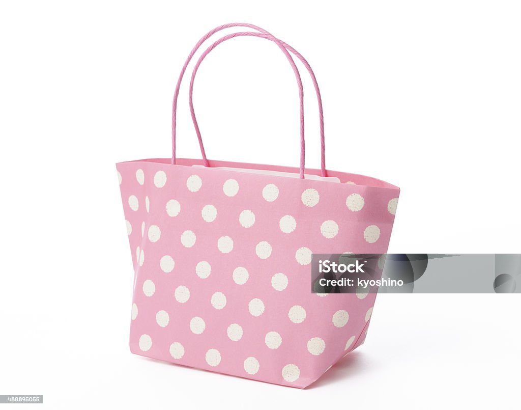 絶縁ショットの小さなピンクの白い背景の上のショッピングバッグ - からっぽのロイヤリティフリーストックフォト