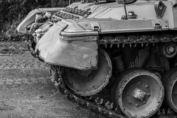 istock german tank closeup background in black and white 488902938