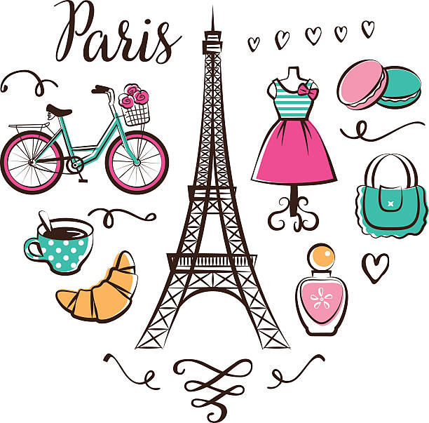 Paris Love for Paris. eiffel tower paris illustrations stock illustrations