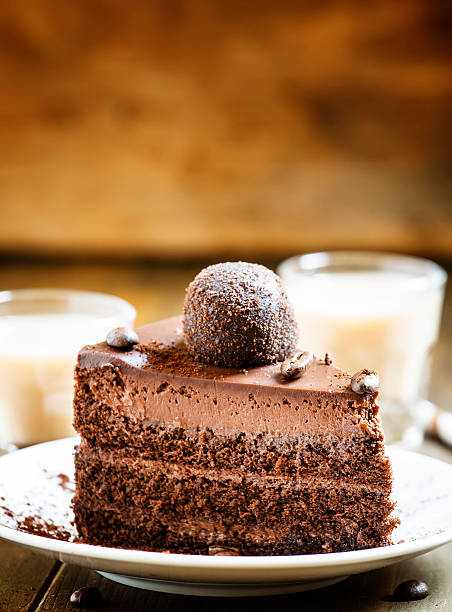 istock piece of chocolate cake with an Irish coffee 488905364