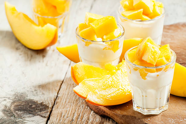 istock Homemade yogurt with fresh mango slices 488906928