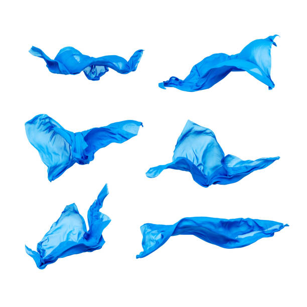 istock set of blue fabric in motion 488907474