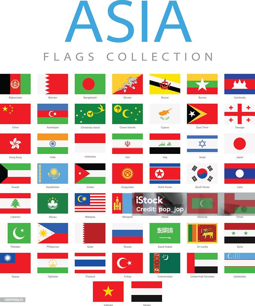 Asia - Flags - Illustration Asian Flags Full Collection 2015 stock vector