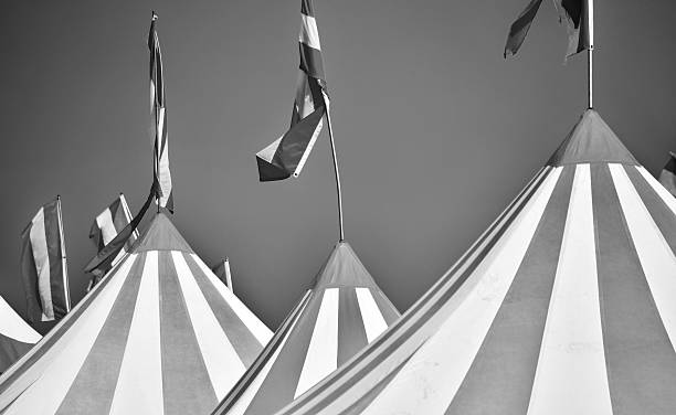 istock Striped Circus Tents - Black And White Image 488910286