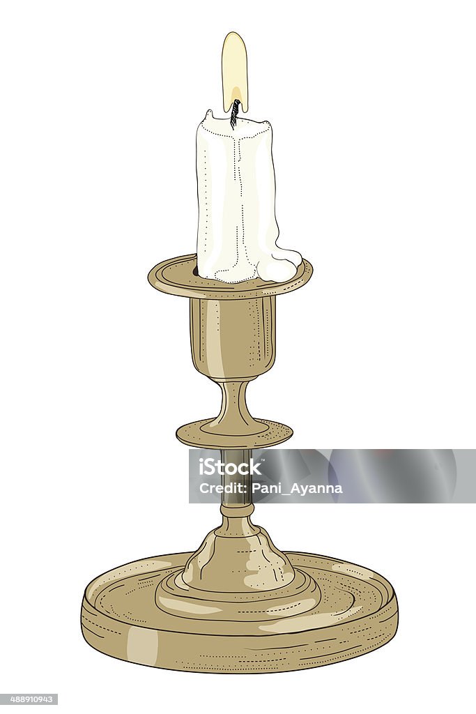 candle in old candlestick hand drawn burning candle in old candlestick Ancient stock vector