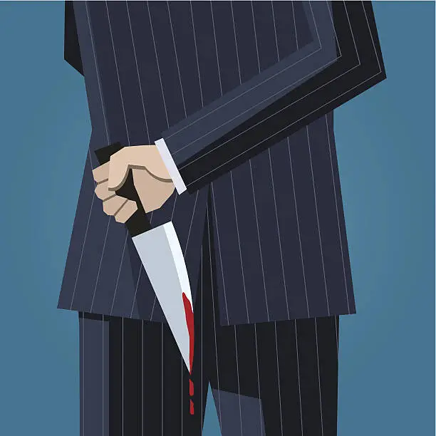 Vector illustration of Business man with a knife