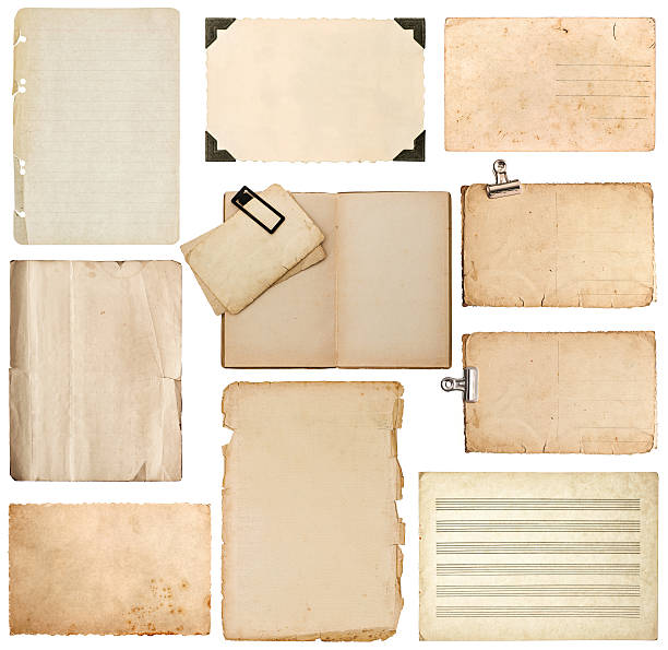 paper sheet, bookpage, cardboard, photo frame with corner Set of old paper sheet, bookpage, cardboard, photo frame with corner isolated on white background note pad photos stock pictures, royalty-free photos & images