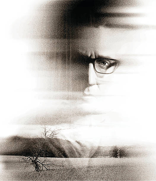 istock Double Exposure Portrait Of A Serious Man and Nature 488911564