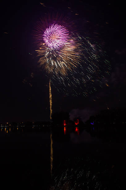 istock Colourful golden and pink fireworks 488912057