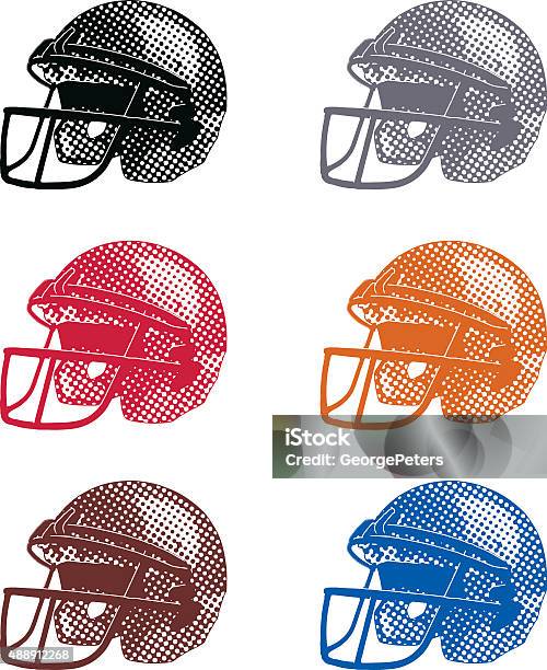 Pattern Helmet Half Halftone Dot Football Helmets Colorful Set Stock Illustration ...