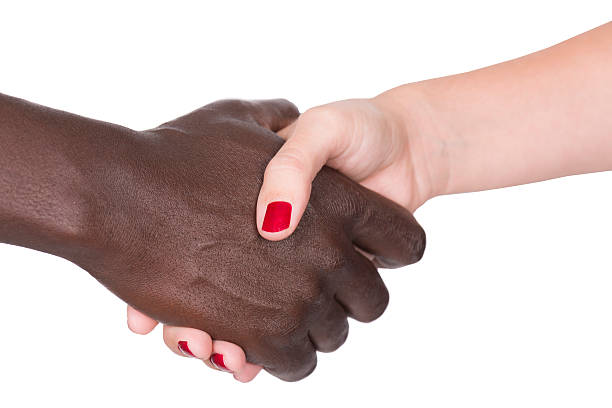 black and white hands Black man and white woman shaking hands clingy girlfriend stock pictures, royalty-free photos & images