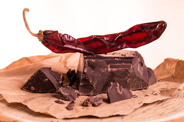 istock Dark chocolate and dried peppers 488913605