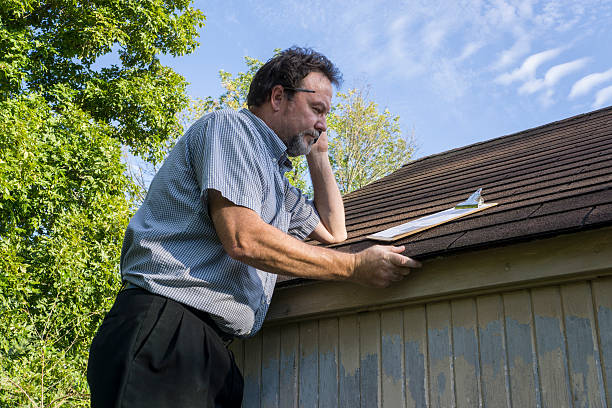 istock Insurance Adjuster Checking Roof For Hail Damage 488913948