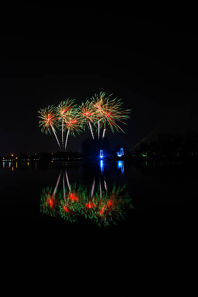 istock Colourful golden and pink fireworks 488914137