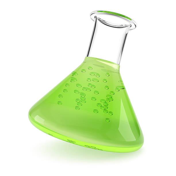 istock Chemistry flask with green liquid 488914589