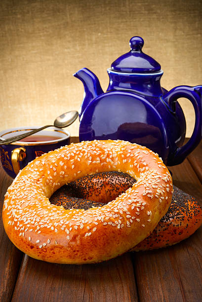 bagel and tea for breakfast
