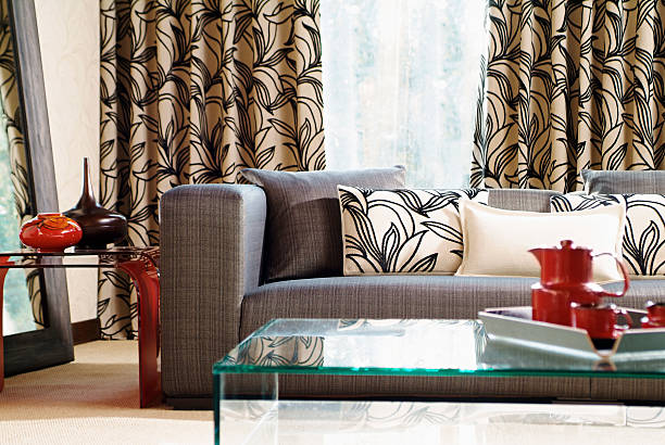 istock Interior of three seater sofa in living room 488939015