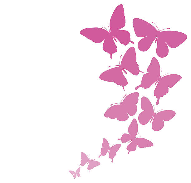 tło z granicy motyle latające. - butterfly single flower vector illustration and painting stock illustrations