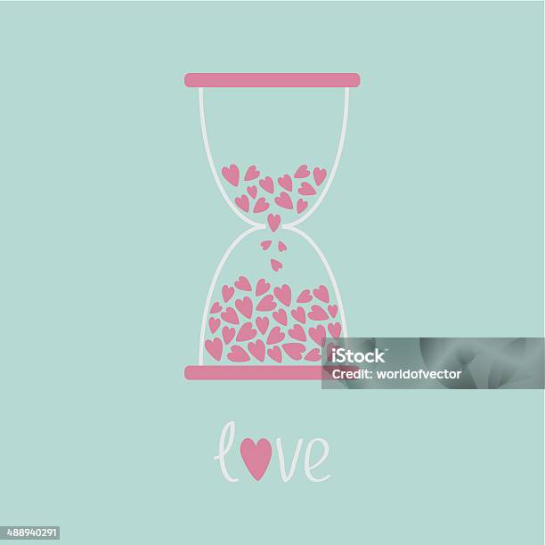 Love Hourglass With Hearts Inside Blue And Pink Card Stock Illustration - Download Image Now