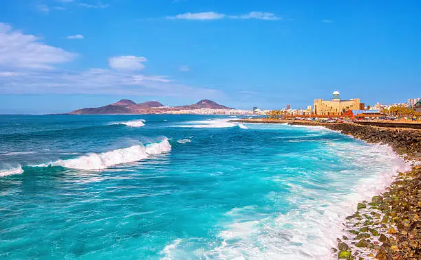 View over the beautiful sea at Las Palmas de Gran Canaria