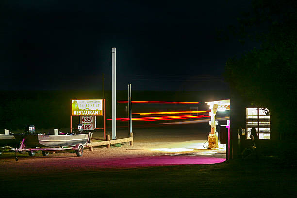 Marble Canyon, USA - July 14, 2008: old patrol station by night at marble Canyon, USA. The Cliff Dwellers Lodge and Station is in the heart of Lees Ferry, Glen Canyon Recreational Area.