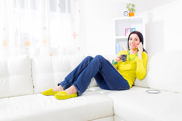 istock Relaxed woman having coffee 488943999