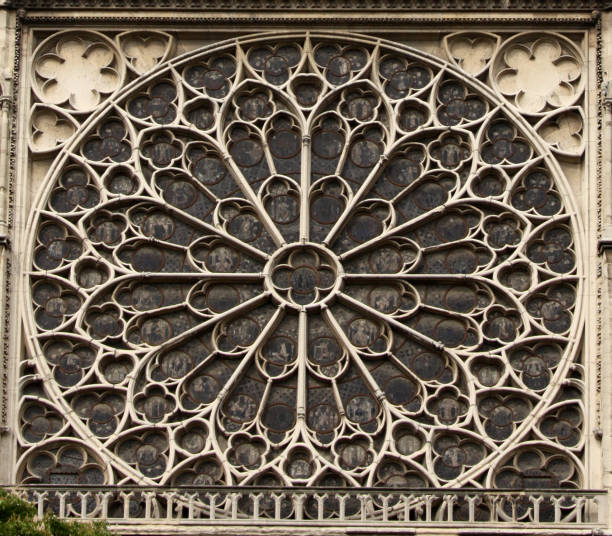 Famous Rose window of Notre Dame Cathedral in Paris.
