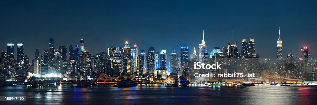 Midtown Manhattan skyline Midtown Manhattan skyline at dusk panorama over Hudson River Urban Skyline Stock Photo