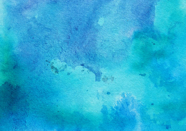 istock Turquoise colored watercolor and ink painting 488948908