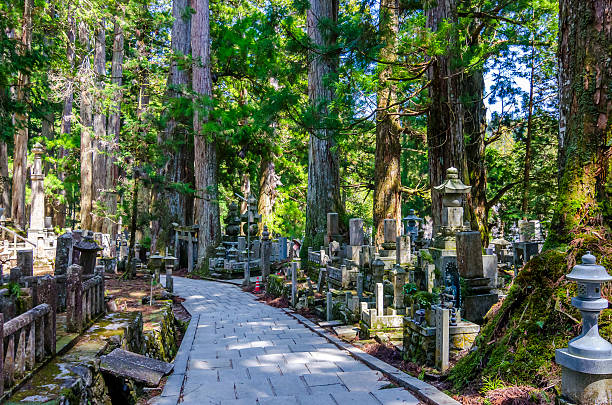 okunoin-wakayama, japón - sentinels of the tomb fotografías e imágenes de stock