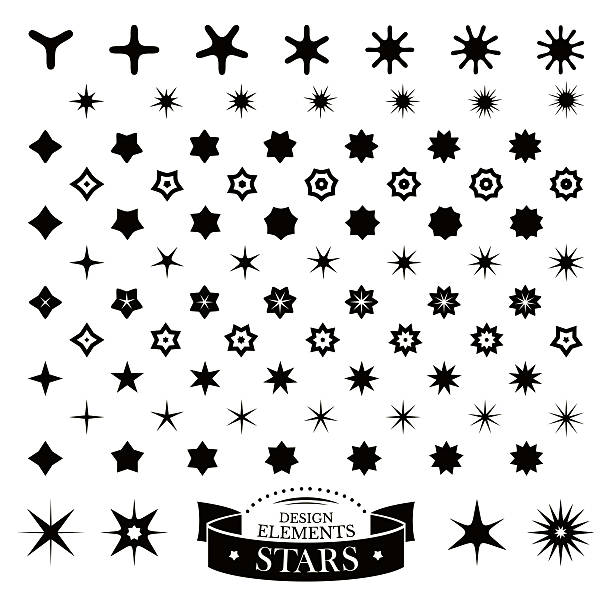 Set of different stars vector art illustration