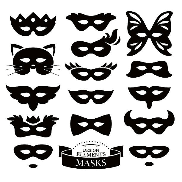 Set of different masks vector art illustration