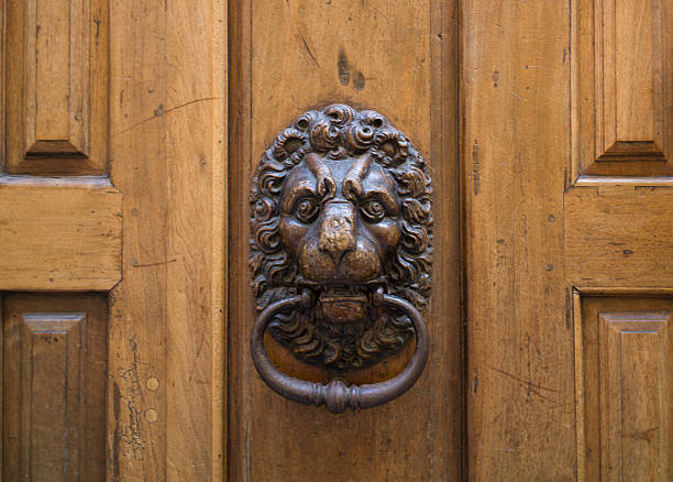 istock Metal knocker on door 488951414