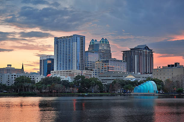 istock Orlando sunset over Lake Eola 488953102