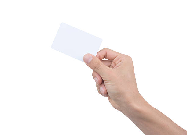 istock businessman hand holding card on white background 488956630