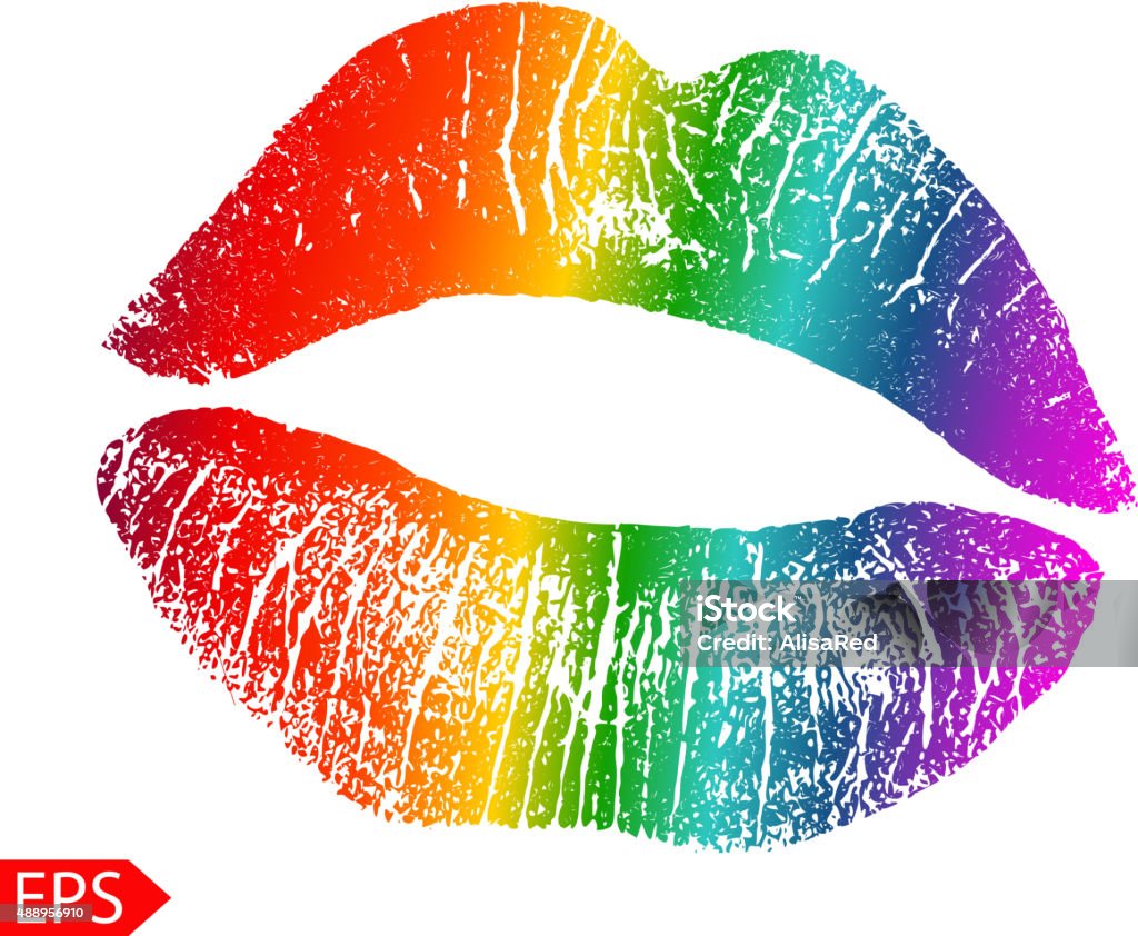 Print of rainbow lips. Vector illustration on a white background Print of rainbow lips. Vector illustration on a white background. EPS 2015 stock vector