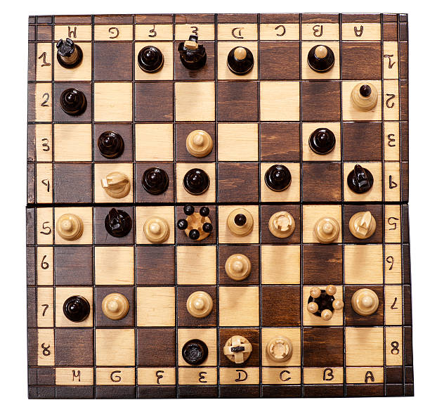 istock Overhead view of a chess match in progress 488959300