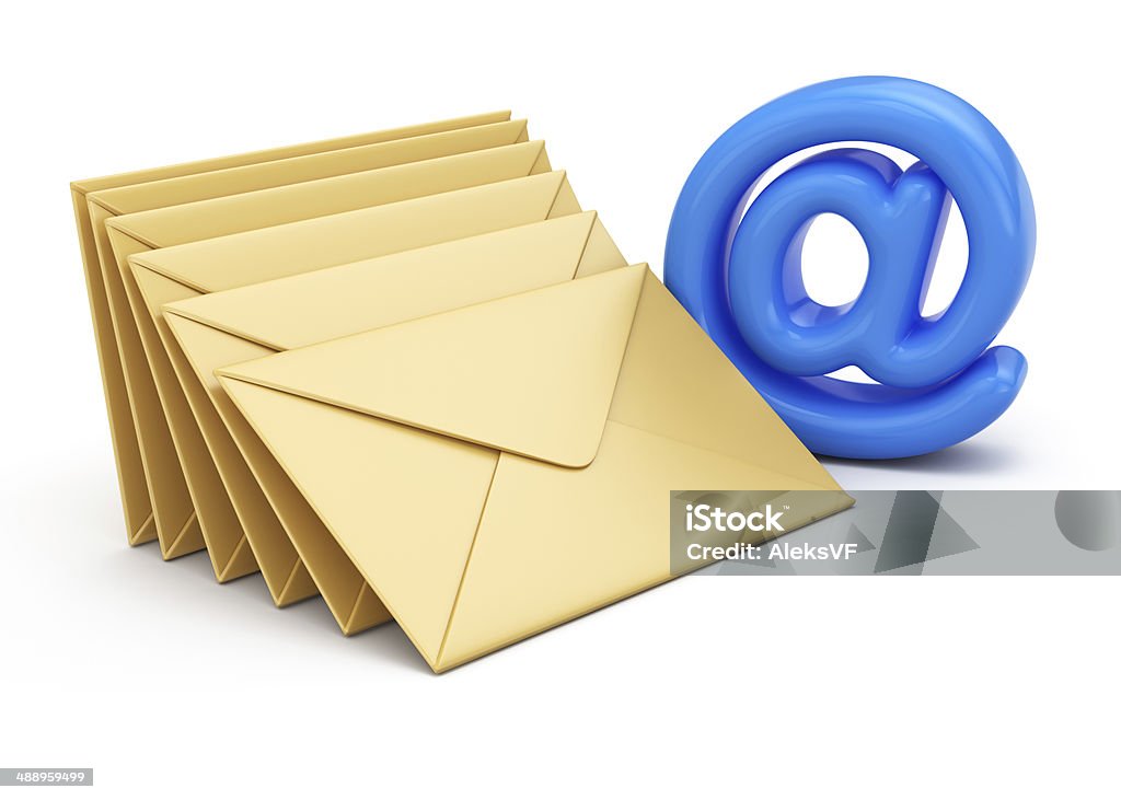Símbolo de e-mail e pilha de envelopes - Royalty-free Amontoar Foto de stock