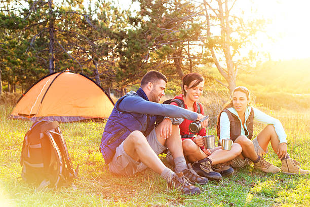 istock Group of young people camping together 488959688