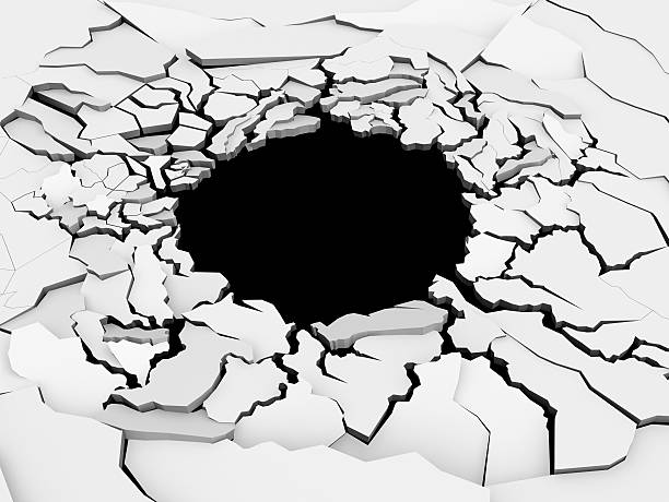 Earth Crack Hole Detailed earth crack hole. 3d render. relief map stock pictures, royalty-free photos & images