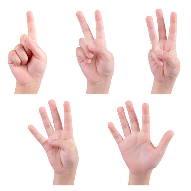 Isolierte Kinder Hand zeigen die Nummer aus – Foto