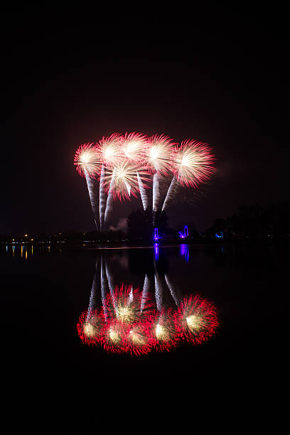 istock Colourful golden and pink fireworks 488961549