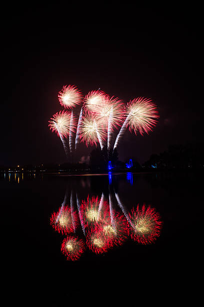 istock Colourful golden and pink fireworks 488961551