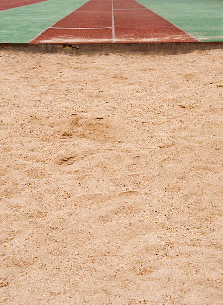 Long jump sand pit stock photo